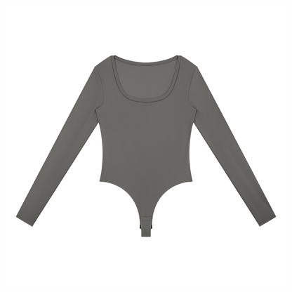 Women's Tight Long Sleeve Yoga Bodysuit in gray