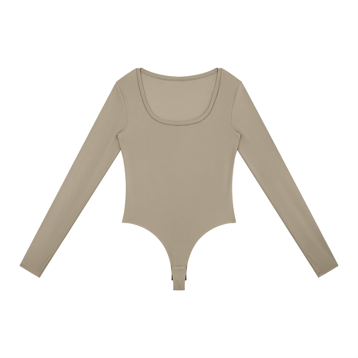 Women's Tight Long Sleeve Yoga Bodysuit in khaki