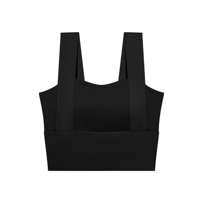 Women's Tonal Paneled Yoga Crop Tank Top in black