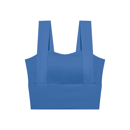 Women's Tonal Paneled Yoga Crop Tank Top in colorful blue