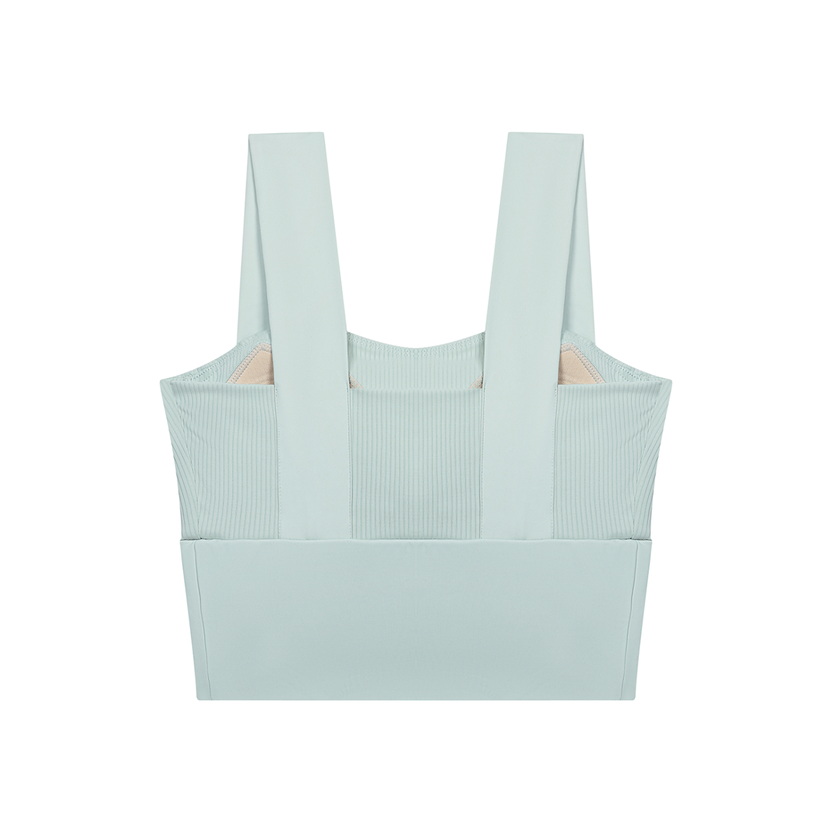 Women's Tonal Paneled Yoga Crop Tank Top in mint green, alternate angle