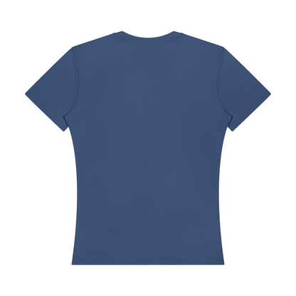 Women's Topstitch Training T-Shirt in navy blue, alternate angle
