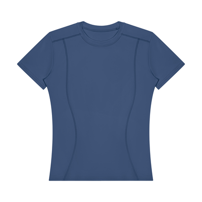 Women's Topstitch Training T-Shirt in navy blue
