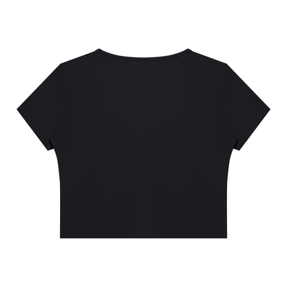 Women's Topstitch Yoga T-Shirt in black, alternate angle