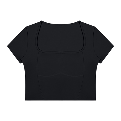 Women's Topstitch Yoga T-Shirt in black