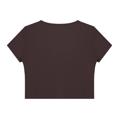Women's Topstitch Yoga T-Shirt in brown, alternate angle