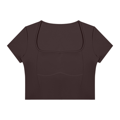 Women's Topstitch Yoga T-Shirt in brown