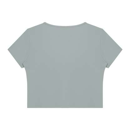 Women's Topstitch Yoga T-Shirt in haze blue, alternate angle