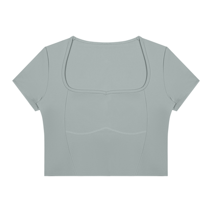 Women's Topstitch Yoga T-Shirt in haze blue