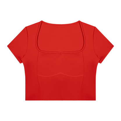 Women's Topstitch Yoga T-Shirt in red