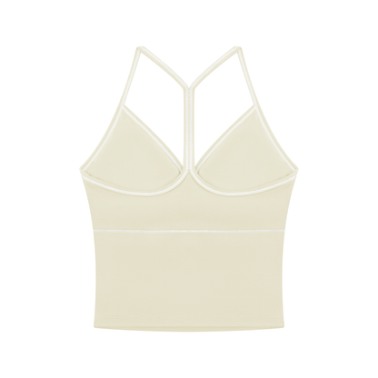 Women's Topstitch Yoga Tank Top in apricot, alternate angle