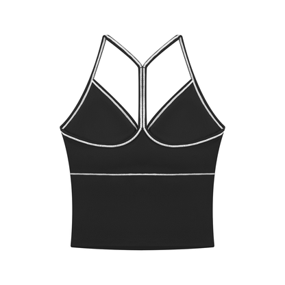 Women's Topstitch Yoga Tank Top in black, alternate angle