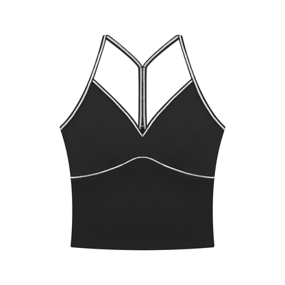 Women's Topstitch Yoga Tank Top in black