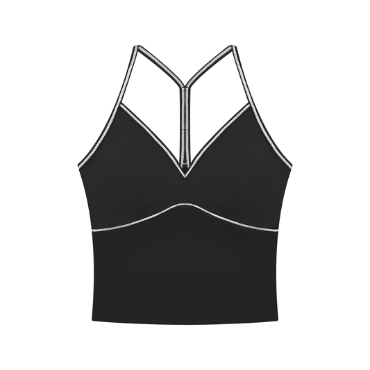 Women's Topstitch Yoga Tank Top in black