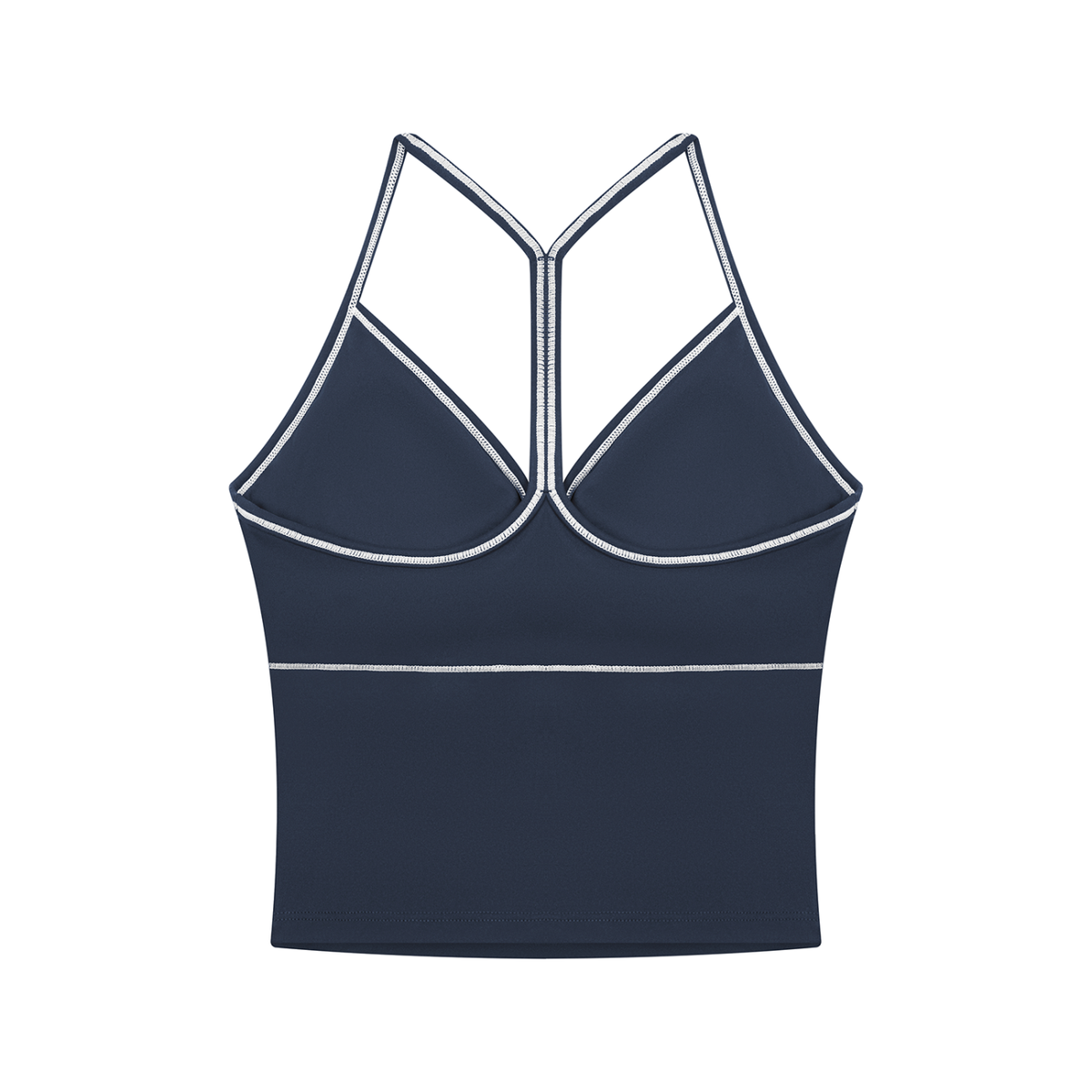 Women's Topstitch Yoga Tank Top in navy blue, alternate angle