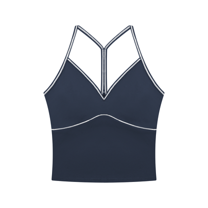 Women's Topstitch Yoga Tank Top in navy blue