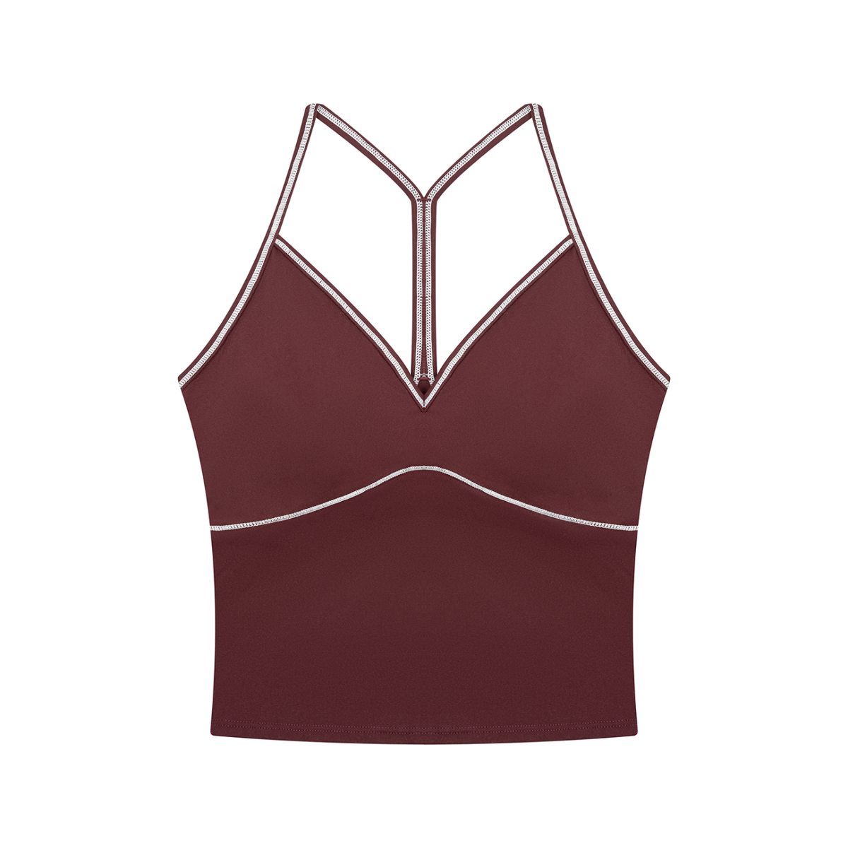 Women's Topstitch Yoga Tank Top in wine red