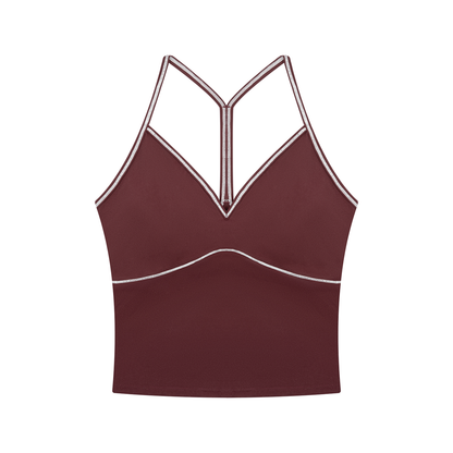 Women's Topstitch Yoga Tank Top in wine red