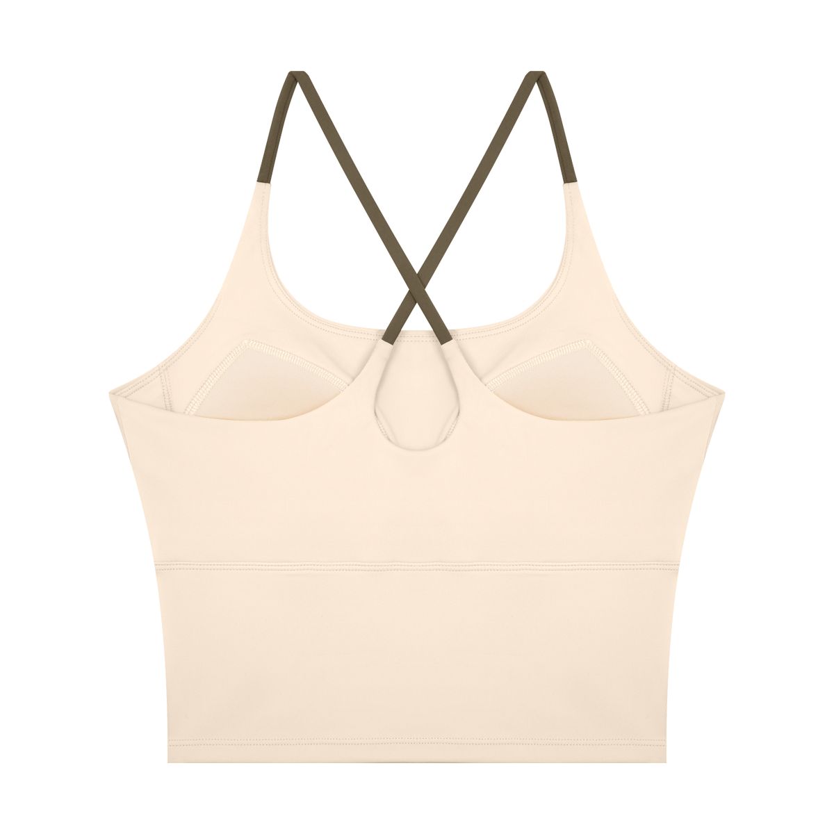 Women's U-Neck Color Block Yoga Tank Top in apricot, alternate angle