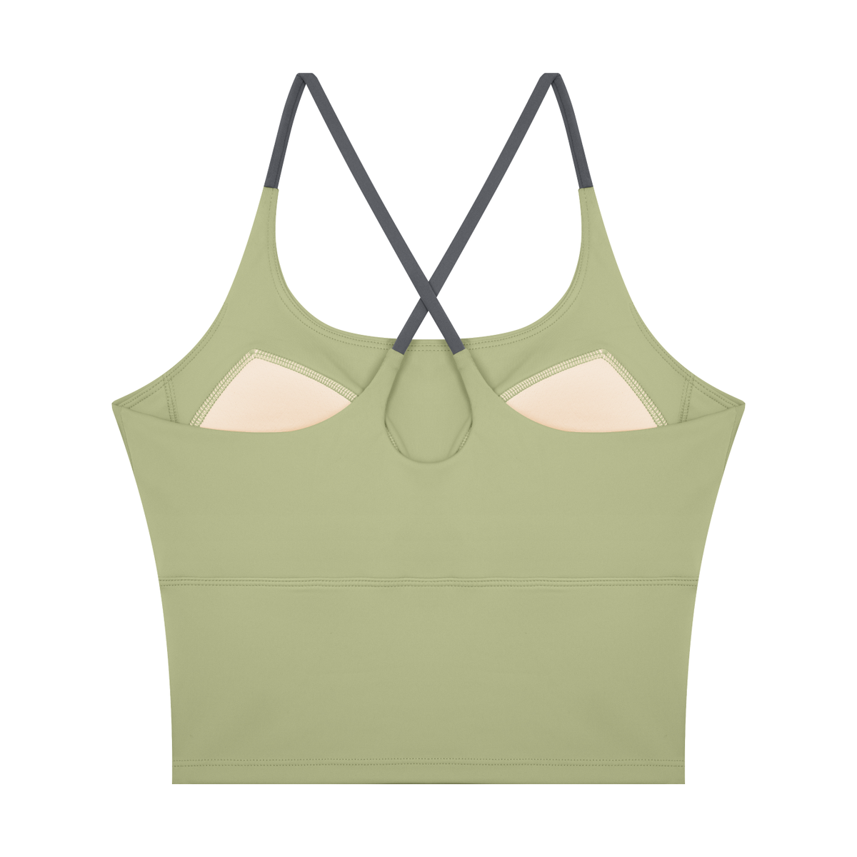Women's U-Neck Color Block Yoga Tank Top in bean green, alternate angle