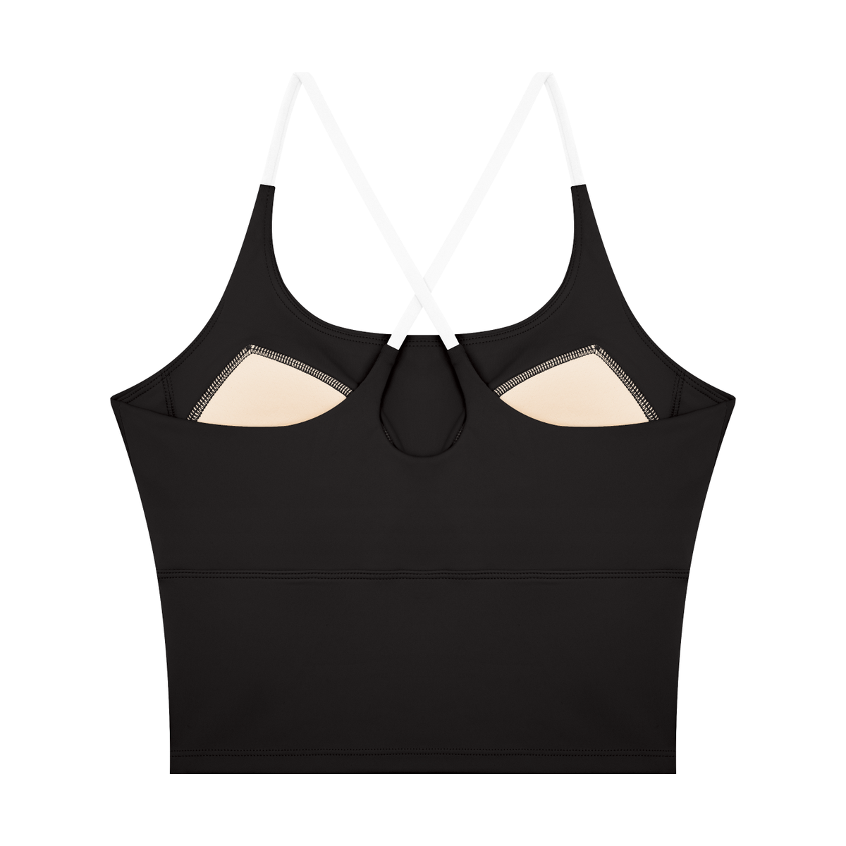 Women's U-Neck Color Block Yoga Tank Top in black, alternate angle