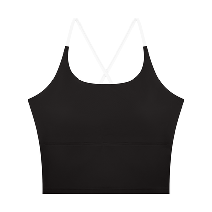 Women's U-Neck Color Block Yoga Tank Top in black