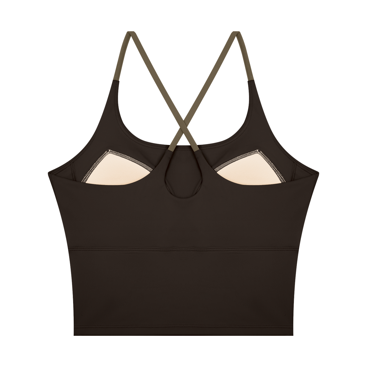 Women's U-Neck Color Block Yoga Tank Top in coffee, alternate angle