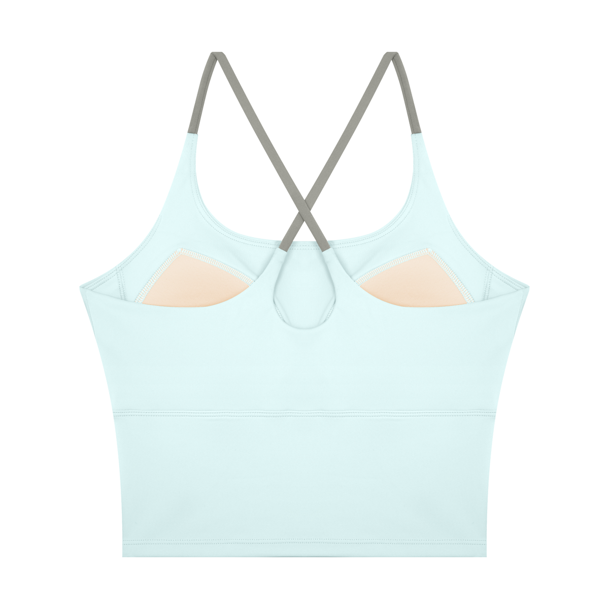 Women's U-Neck Color Block Yoga Tank Top in light blue, alternate angle