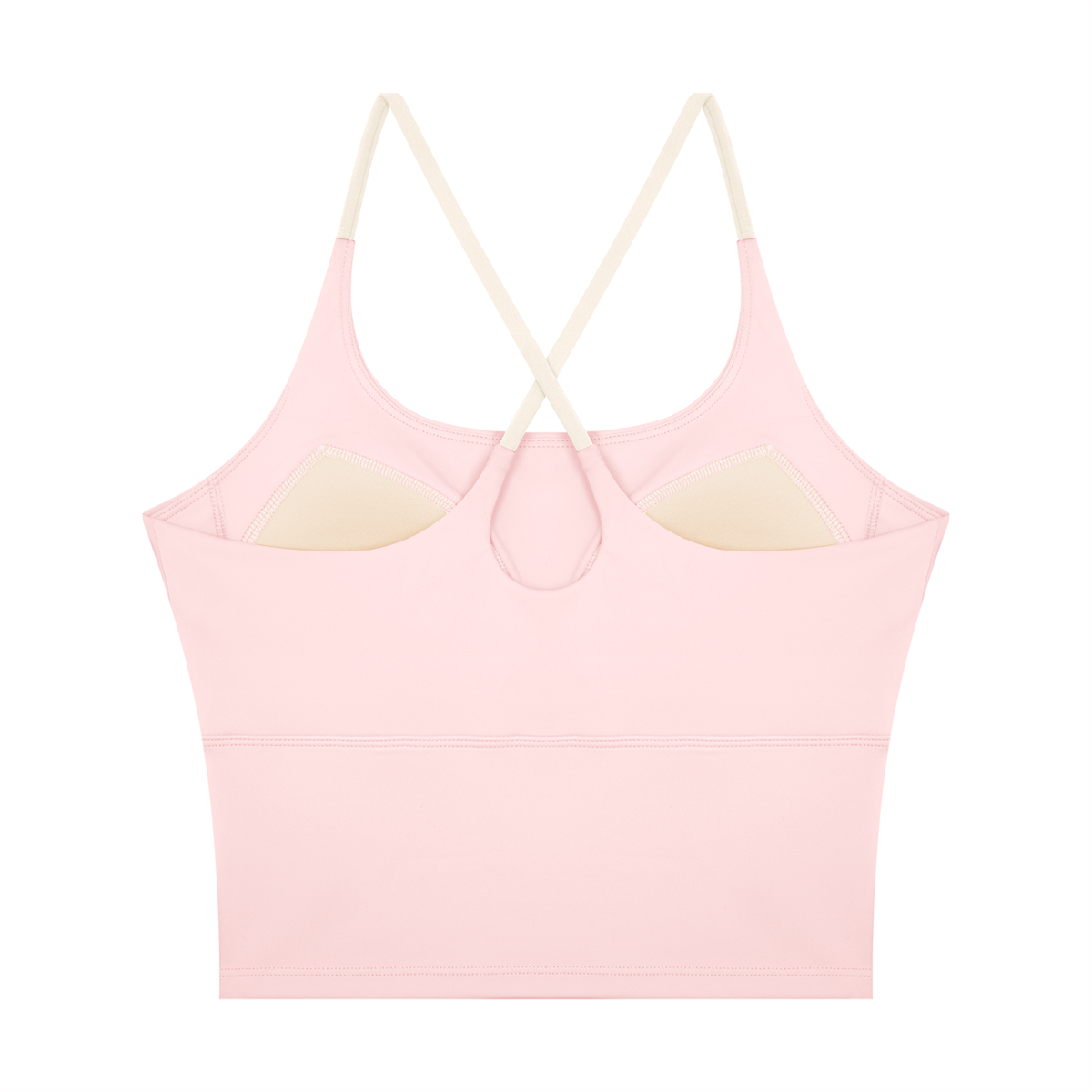 Women's U-Neck Color Block Yoga Tank Top in light pink, alternate angle