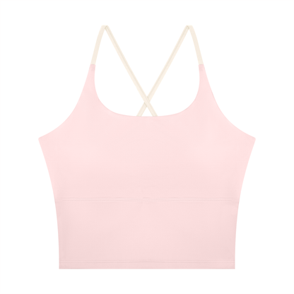 Women's U-Neck Color Block Yoga Tank Top in light pink