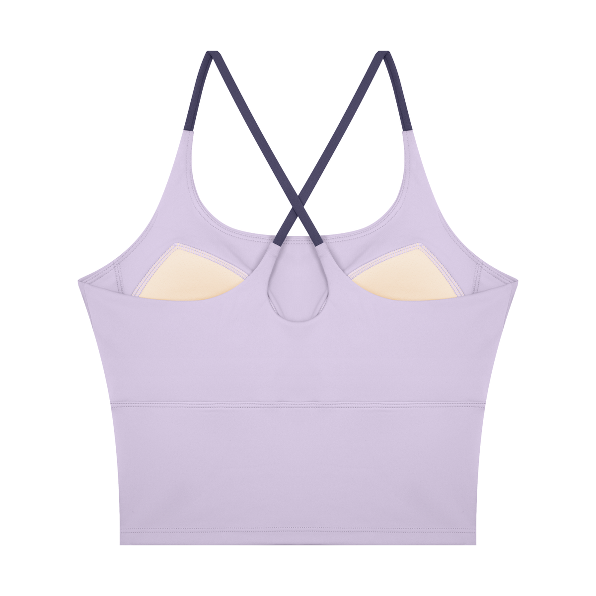 Women's U-Neck Color Block Yoga Tank Top in light purple, alternate angle