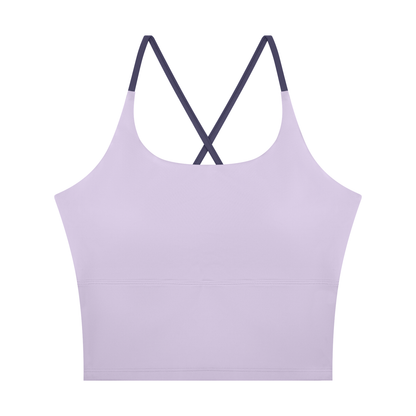 Women's U-Neck Color Block Yoga Tank Top in light purple