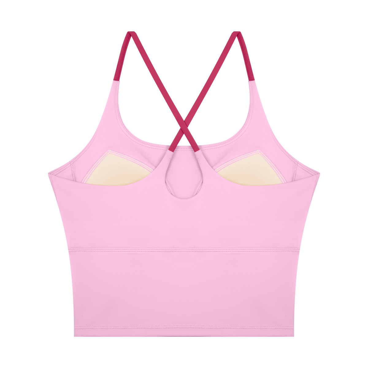 Women's U-Neck Color Block Yoga Tank Top in pink, alternate angle
