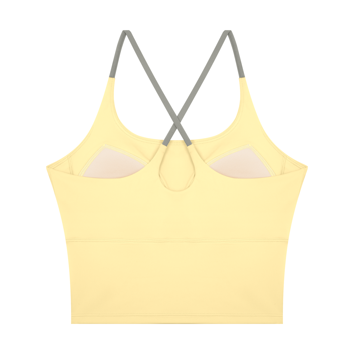 Women's U-Neck Color Block Yoga Tank Top in yellow, alternate angle