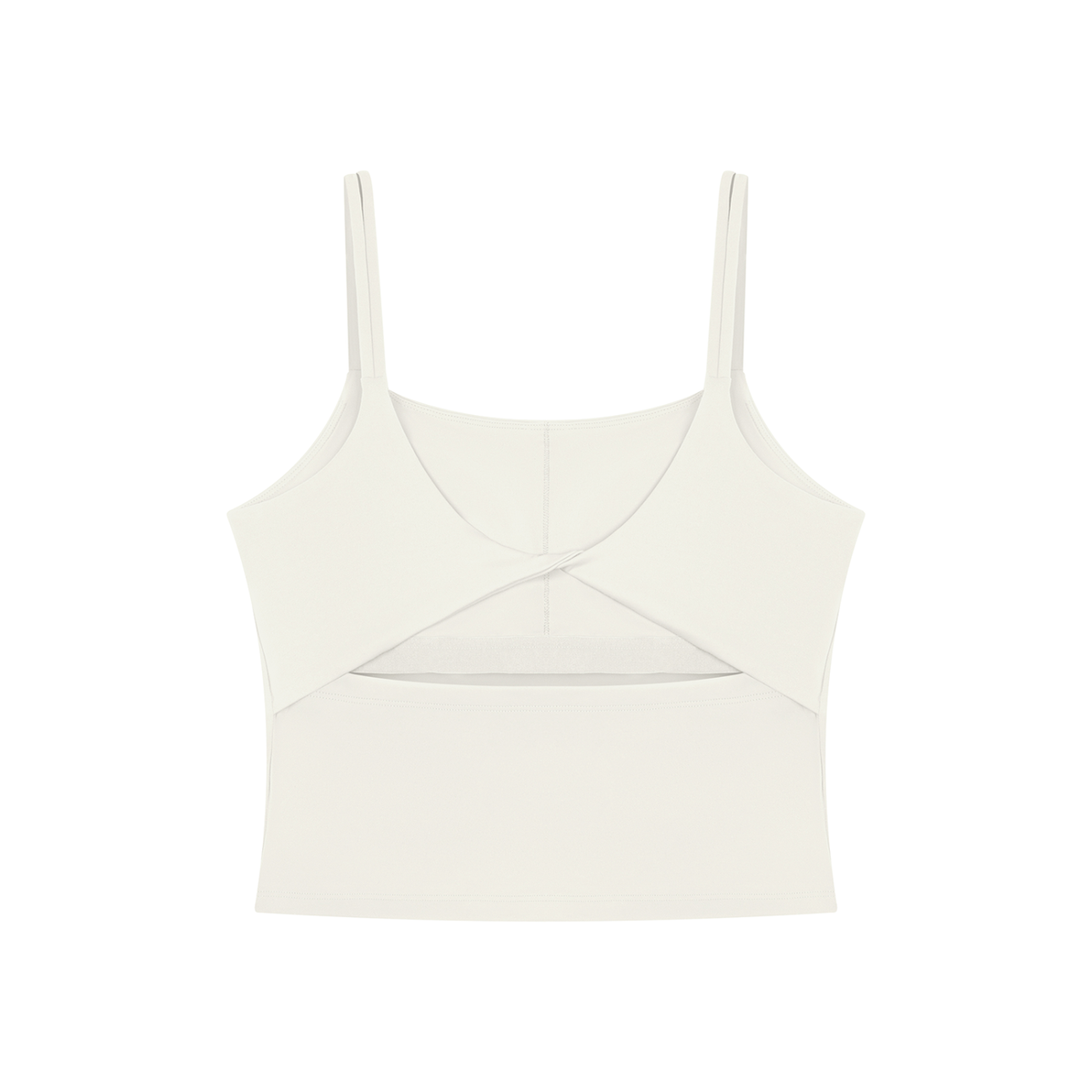 Women's U-Neck Yoga Crop Tank Top in beige, alternate angle