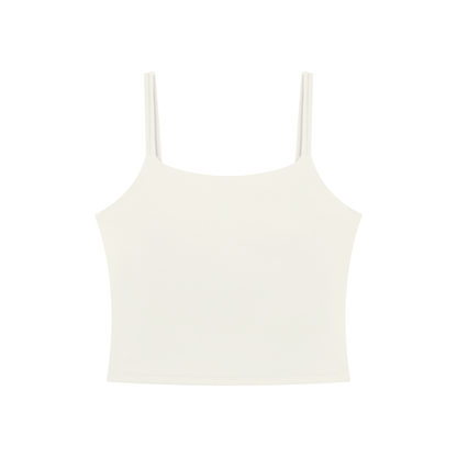 Women's U-Neck Yoga Crop Tank Top in beige