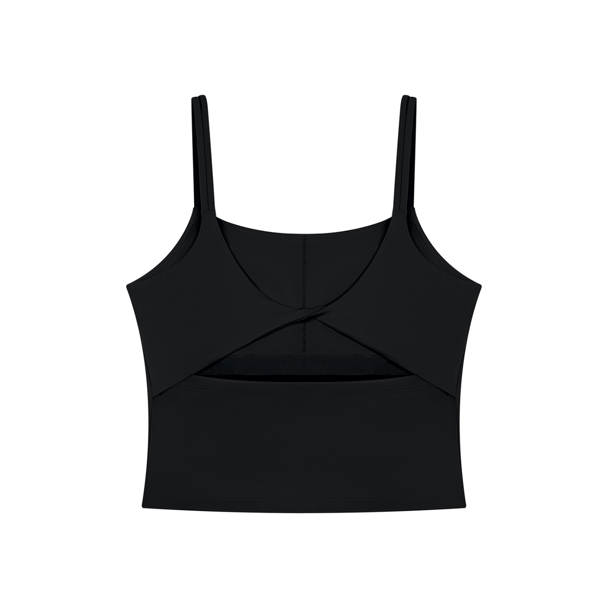 Women's U-Neck Yoga Crop Tank Top in black, alternate angle