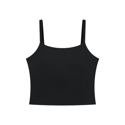 Women's U-Neck Yoga Crop Tank Top in black