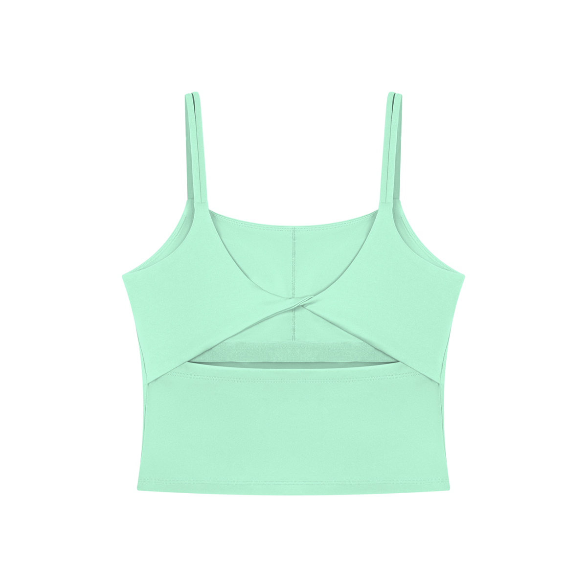 Women's U-Neck Yoga Crop Tank Top in mint green, alternate angle