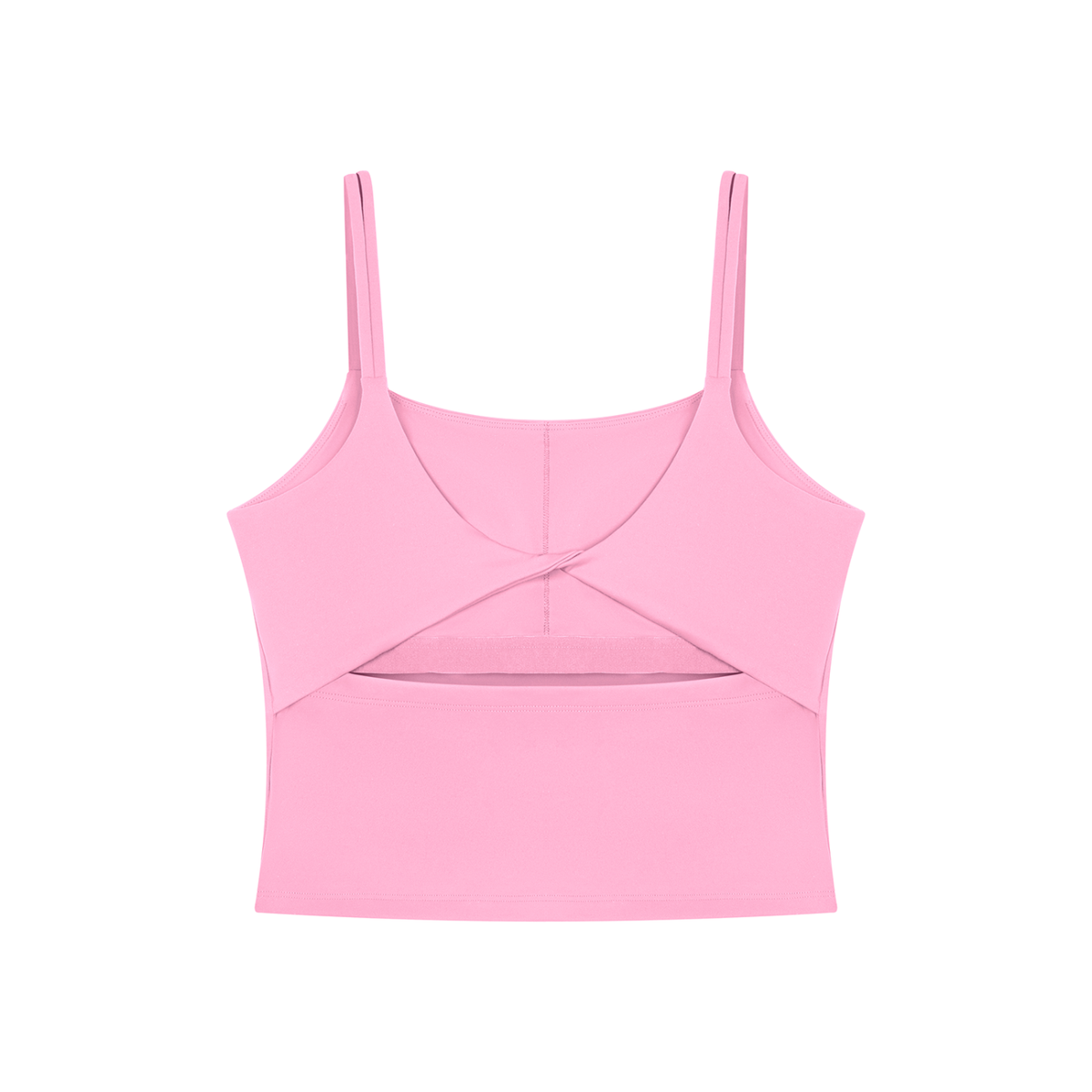 Women's U-Neck Yoga Crop Tank Top in pink, alternate angle