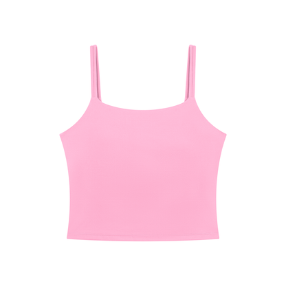 Women's U-Neck Yoga Crop Tank Top in pink