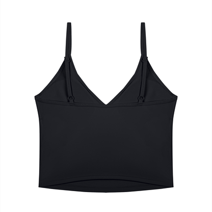 Women's V-Neck Yoga Tank Top in black, alternate angle