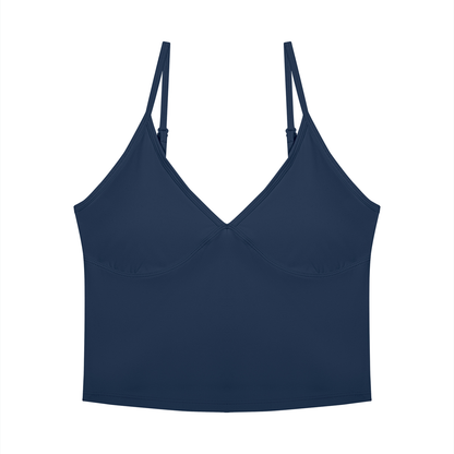 Women's V-Neck Yoga Tank Top in navy blue
