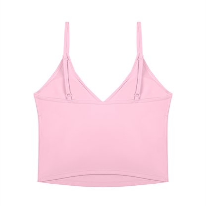Women's V-Neck Yoga Tank Top in pink, alternate angle