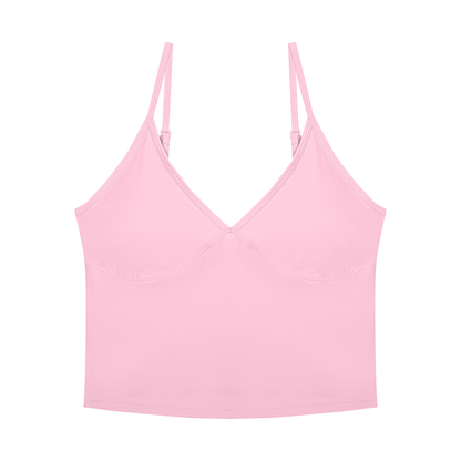 Women's V-Neck Yoga Tank Top in pink