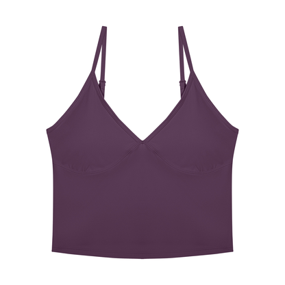 Women's V-Neck Yoga Tank Top in plum purple
