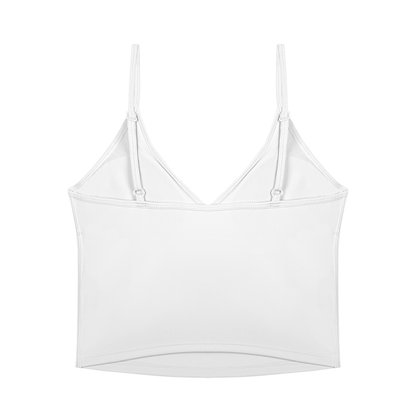 Women's V-Neck Yoga Tank Top in white, alternate angle