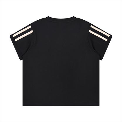 Women's Varsity Stripe T-Shirt in black, alternate angle