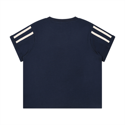 Women's Varsity Stripe T-Shirt in navy blue, alternate angle