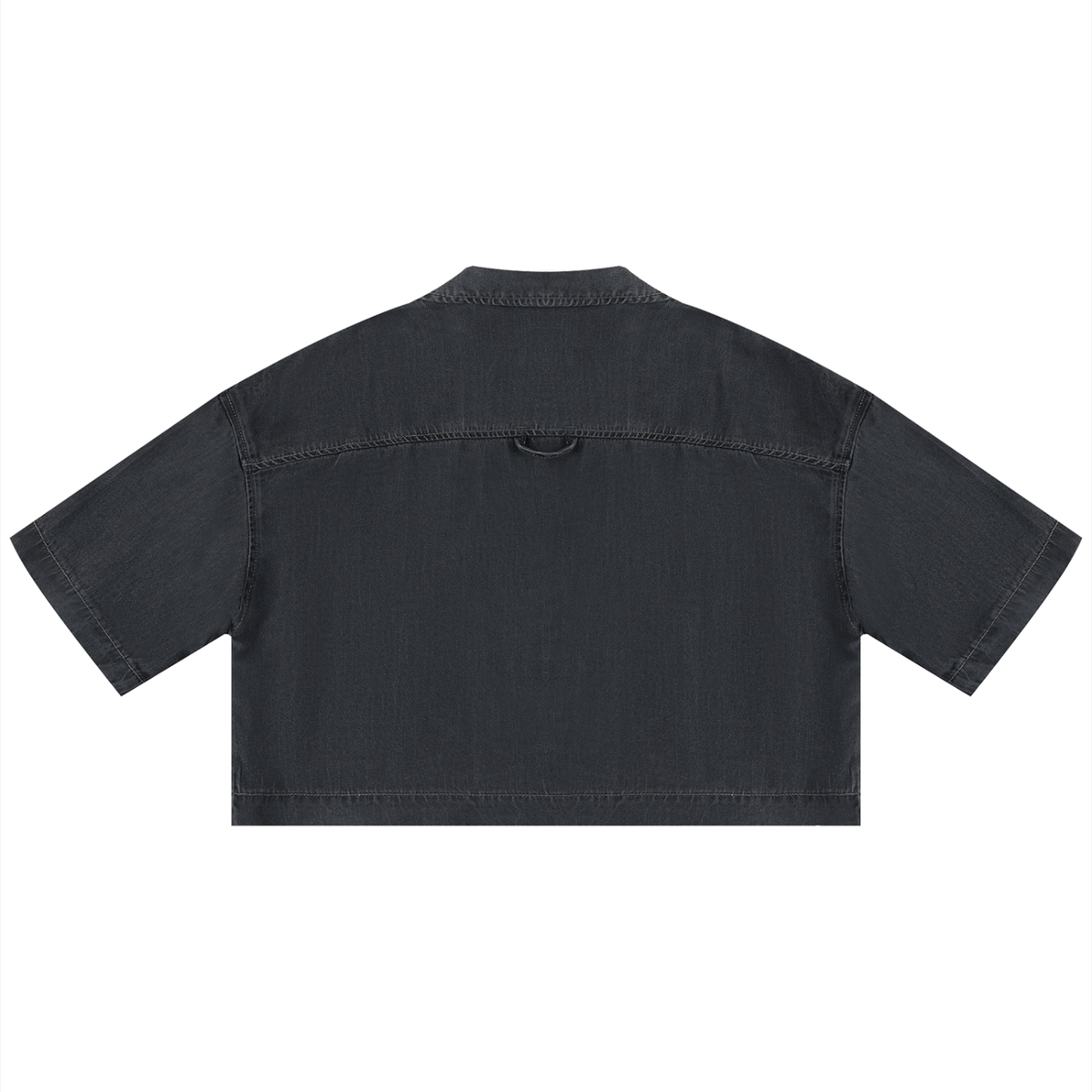 Women's Vintage Wash Boxy Cropped Shirt in black, alternate angle
